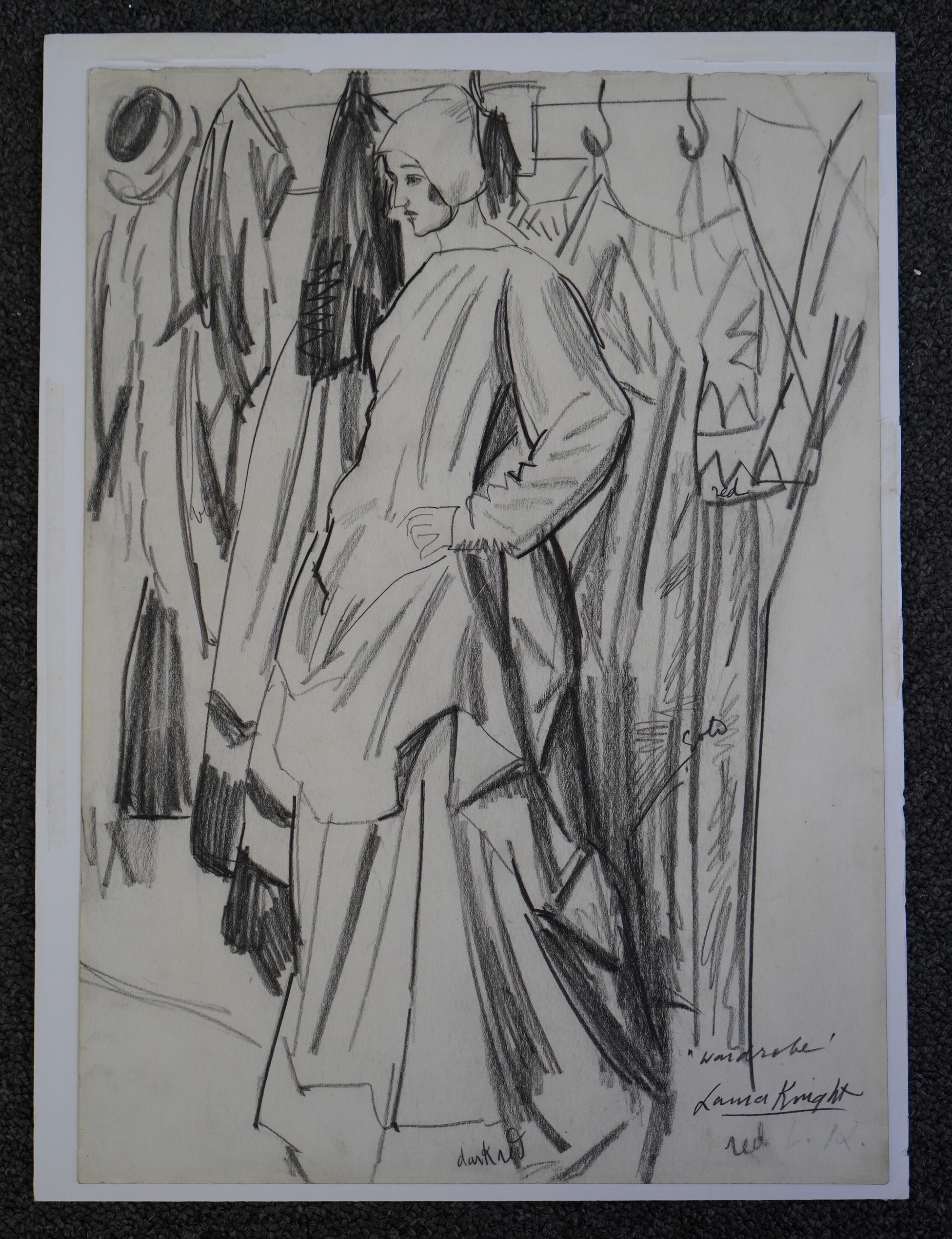 Dame Laura Knight (British, 1877-1970), 'Wardrobe', pencil on paper, 35.5 x 25.5cm